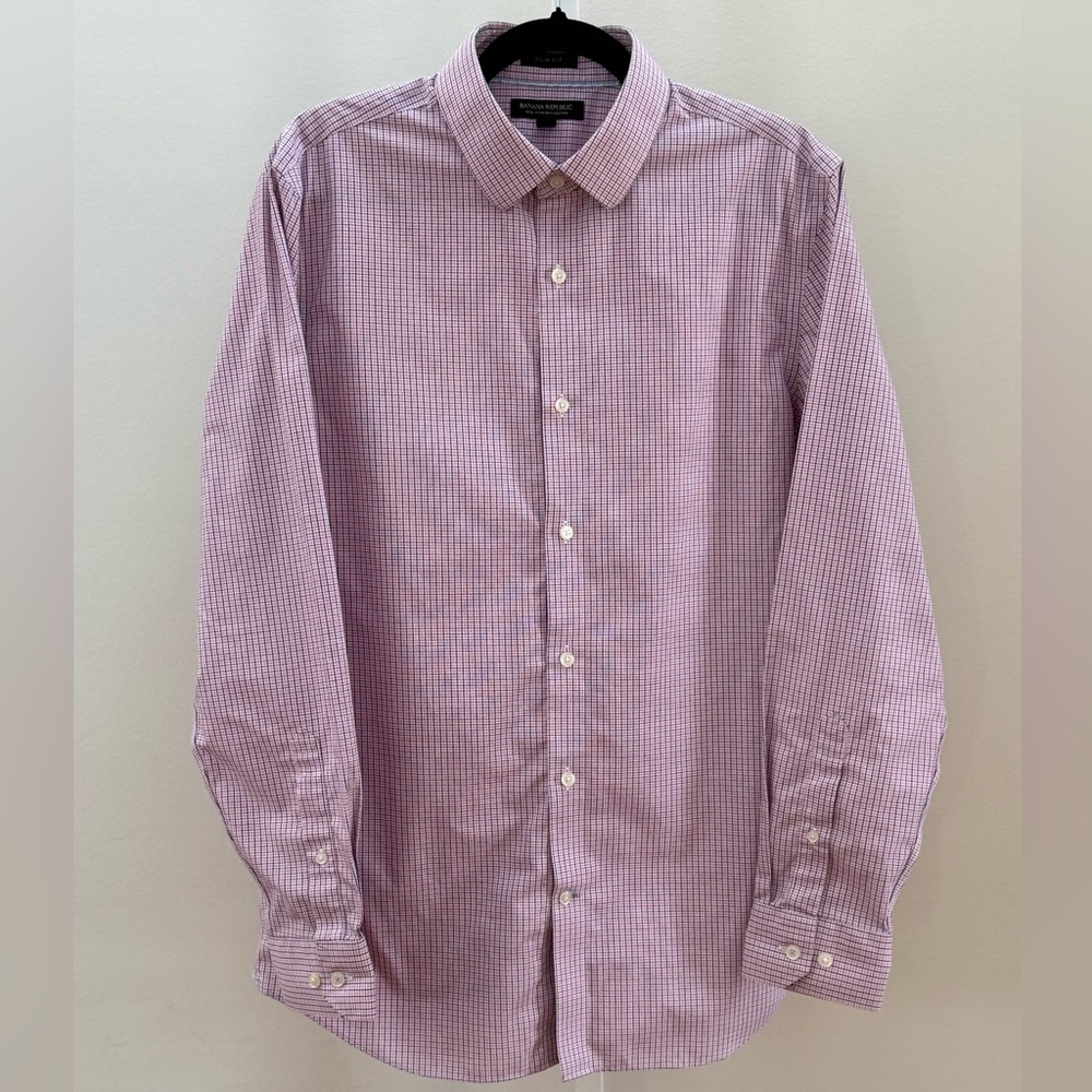 BANANA REPUBLIC Slim Fit Non Iron 100% Cotton Dress Shirt Size M 15-15 1/2